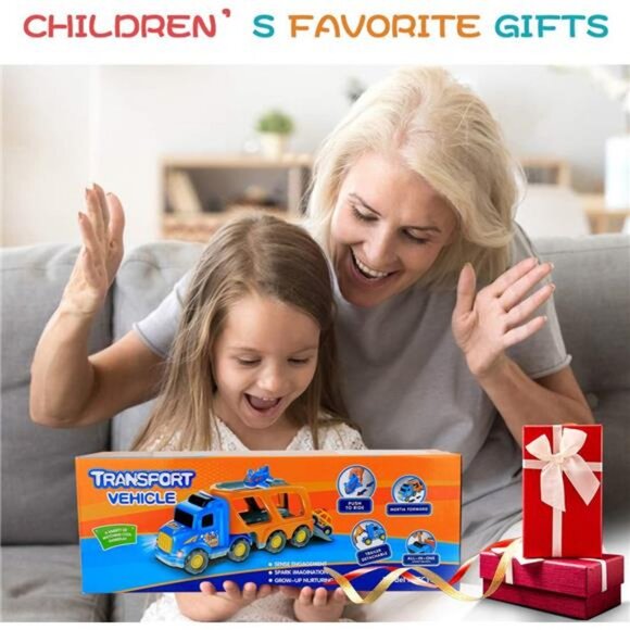 9 Pcs Cars Toys for 2 3 4 5 Years Old Toddlers, Big Carrier Truck with 8 Small - Picture 6 of 7